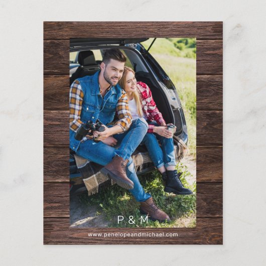 Budget Baby's Breath Rustic Foto slaat de datum op (Achterkant)