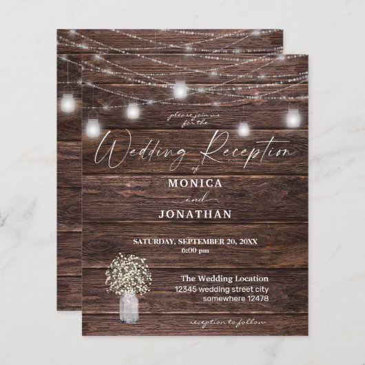 Budget Baby's Breath Wood Lights Wedding Reception (Voorkant / Achterkant)