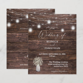 Budget Baby's Breath, Wood & String Lights Wedding