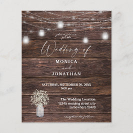 Budget Baby's Breath, Wood & String Lights Wedding Flyer
