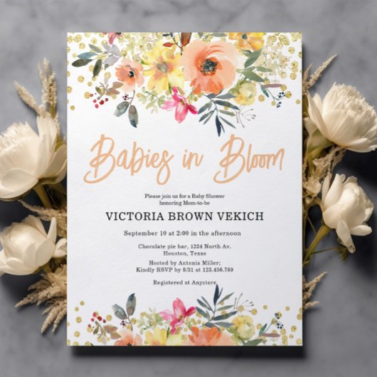 Budget Baby's in Bloom Floral Baby shower Invite