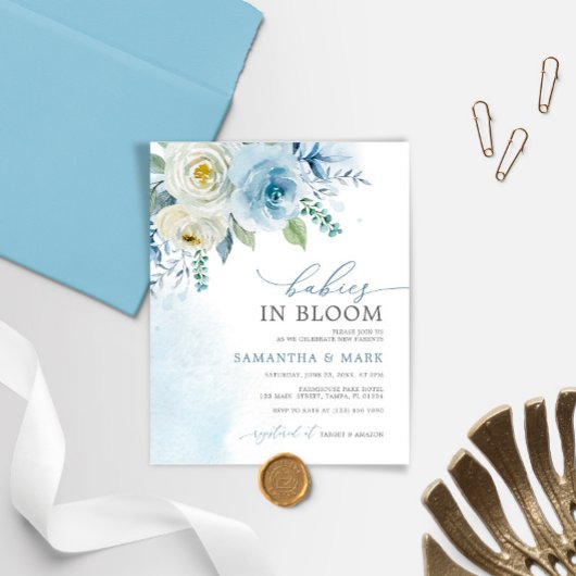 BUDGET Baby's in Bloom Twins Douche Uitnodiging