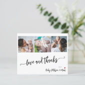 Budget babyshower 3 foto's bedankkaart (Staand voorkant)