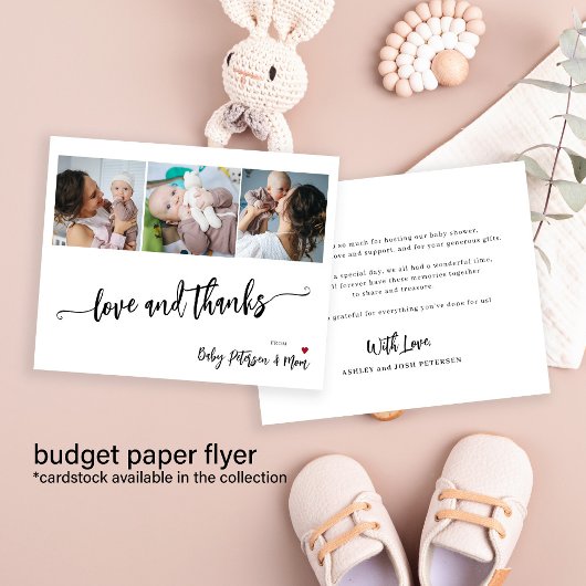 Budget babyshower 3 foto's bedankkaart flyer