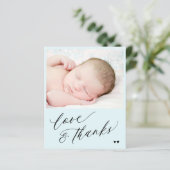 Budget babyshower eenvoudige foto bedankt (Staand voorkant)