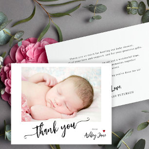 Budget babyshower elegante foto dankkaart