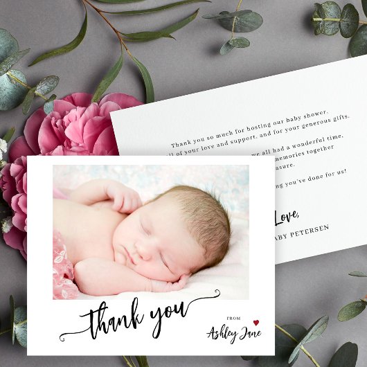 Budget babyshower elegante foto dankkaart