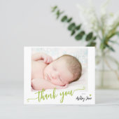 Budget babyshower foto dankkaart (Staand voorkant)
