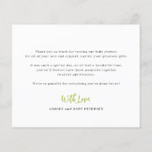 Budget babyshower foto dankkaart (Achterkant)