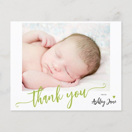 Budget babyshower foto dankkaart (Voorkant)