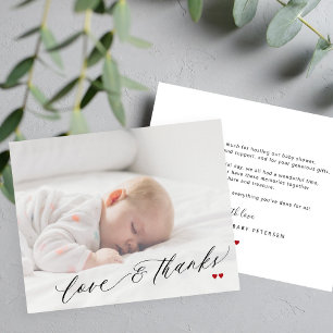 Budget babyshower foto eenvoudige bedankkaart