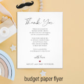 Budget babyshower script bedankkaart flyer