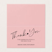 Budget babyshower script roze bedankkaartje bijlag kaart (Buitenkant ongevouwen)