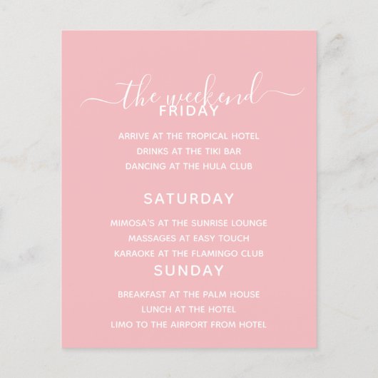 Budget Bachelorette Weekend Itinerary Tropical Flyer (Achterkant)