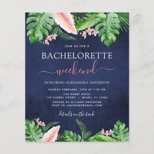 Budget Bachelorette Weekend Itinerary Tropical Flyer (Voorkant)