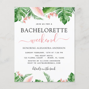 Budget Bachelorette Weekend Itinerary Tropical Flyer