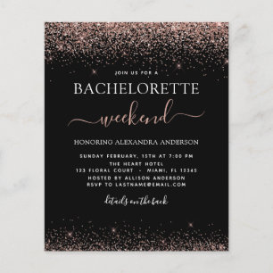 Budget Bachelorette Weekend Pink Rose Gold Glitter Flyer