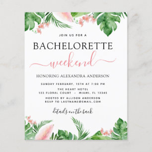 Budget Bachelorette Weekend Reisplan Tropisch Flyer