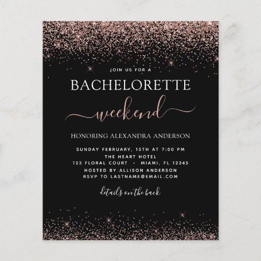 Budget Bachelorette Weekend Roze Roze Gouden Glitt Flyer (Voorkant)