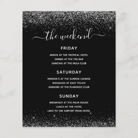 Budget Bachelorette Weekend Silver Glitter Party Flyer (Achterkant)