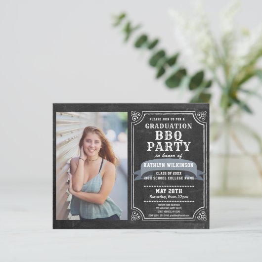 BUDGET Backyard Afstuderen BBQ 4 Fotouitnodiging (Staand voorkant)