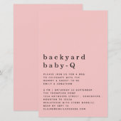 Budget Backyard Baby Q BBQ Shower Pink Invite (Voorkant / Achterkant)