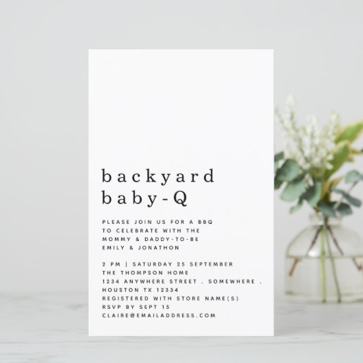 Budget Backyard Baby Q BBQ Shower Simple Invite (Staand voorkant)