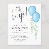 Budget Ballons Couple's Twins Baby shower Invite (Voorkant)