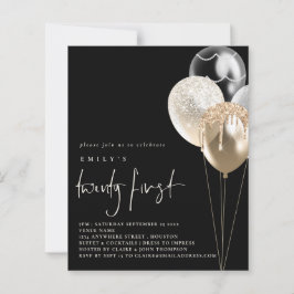 Budget Balloons Gold Ivory 21st Black Invite