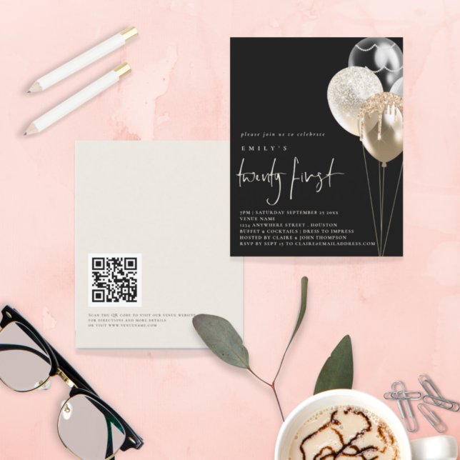 Budget Balloons Gold Ivory QR Code 21st zwart (Creator heeft geüpload)