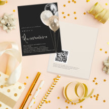 Budget Balloons Gold QR Quinceañera Black Invite