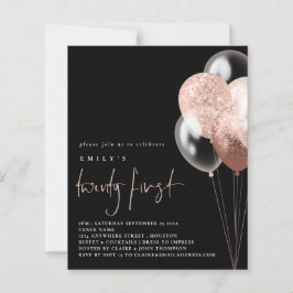 Budget Balloons Script Roos Gold 21st Black Invite