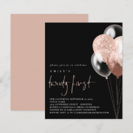 Budget Balloons Script Roos Gold 21st Black Invite