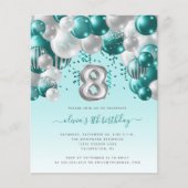 Budget Balonarch Blauwgroen Silver 8e verjaardag (Voorkant)