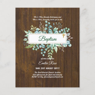BUDGET Baptism Bautizo Bautismo GREENERY nodigt Flyer