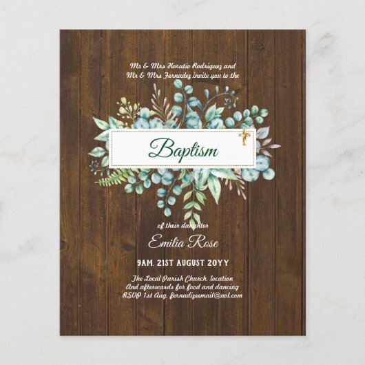 BUDGET Baptism Bautizo Bautismo GREENERY nodigt Flyer (Voorkant)