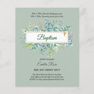 BUDGET Baptism Bautizo Bautismo GREENERY nodigt Flyer