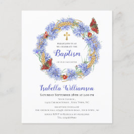 Budget Baptism Blue Wildflower & Butterfly Invite