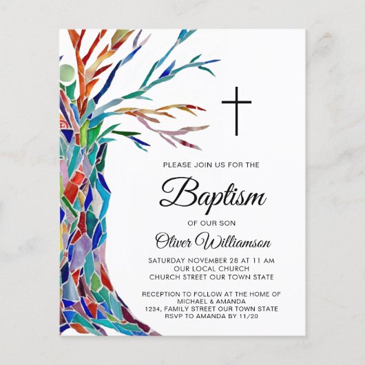 Budget Baptism Boy's Christening Uitnodiging (Voorkant)