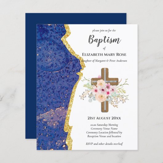 BUDGET Baptism Christening Bautizo Bautismo INVITE (Voorkant / Achterkant)