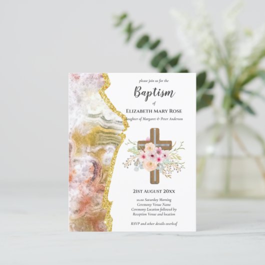 BUDGET Baptism Christening Bautizo Bautismo INVITE (Staand voorkant)