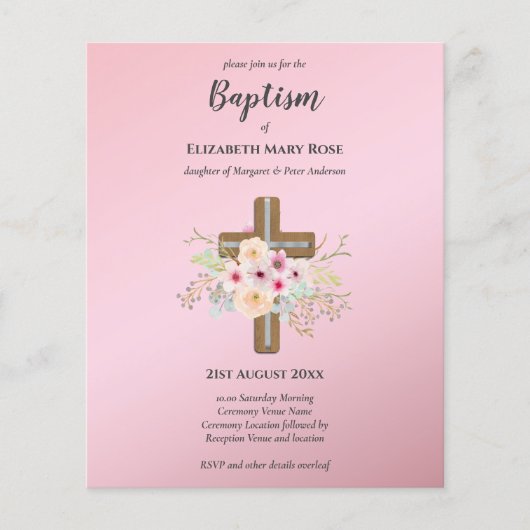 BUDGET Baptism Christening Bautizo Bautismo INVITE Flyer (Voorkant)