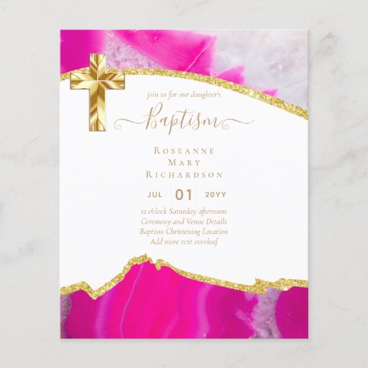 BUDGET BAPTISM CHRISTEST Invitation AGATE GOLD (Voorkant)