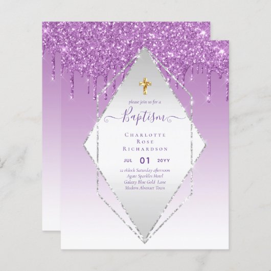 BUDGET BAPTISM CHRISTEST Invitation AGATE GOLD (Voorkant / Achterkant)