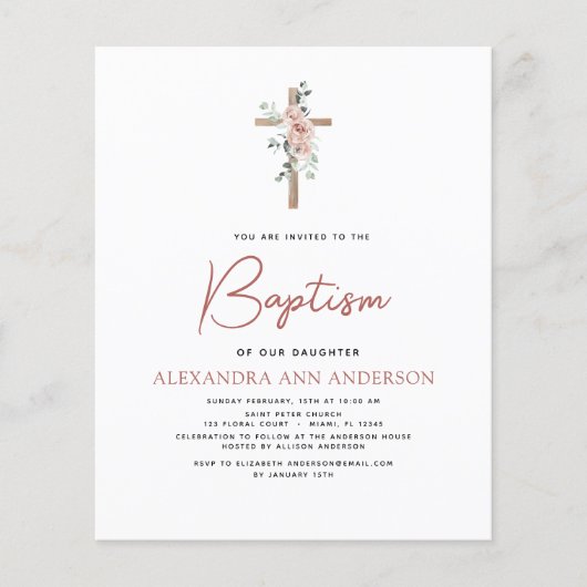 Budget Baptism Dusty Pink Rose Greenery Eucalyptus (Voorkant)
