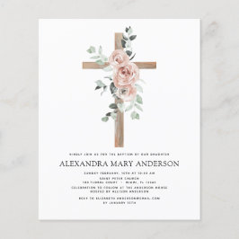 Budget Baptism Dusty Pink Rose Greenery Eucalyptus Flyer