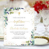 Budget Baptism eucalyptus greenery Gold-uitnodigin