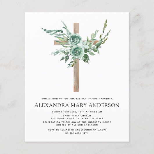 Budget Baptism Floral Eucalyptus Greenery Flyer (Voorkant)