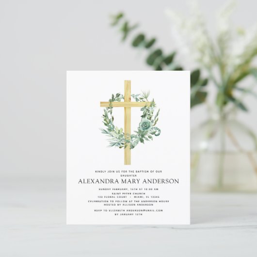Budget Baptism Floral Greenery Sage Eucalyptus (Staand voorkant)