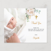 Budget baptism floral photoiQR code bedankt (Voorkant)